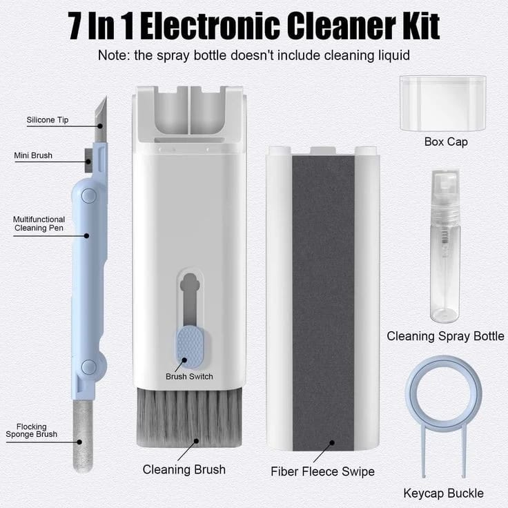 Electronic Cleaning & Dust Brush Kit – 7 in 1 Multifunction Cleaning Brush Set