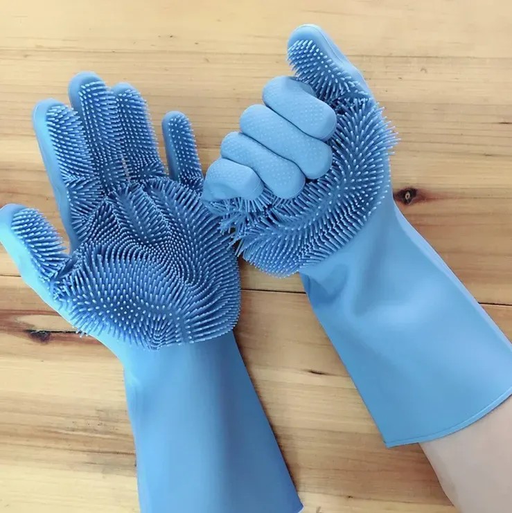 2Pcs Silicone Scrubber Gloves