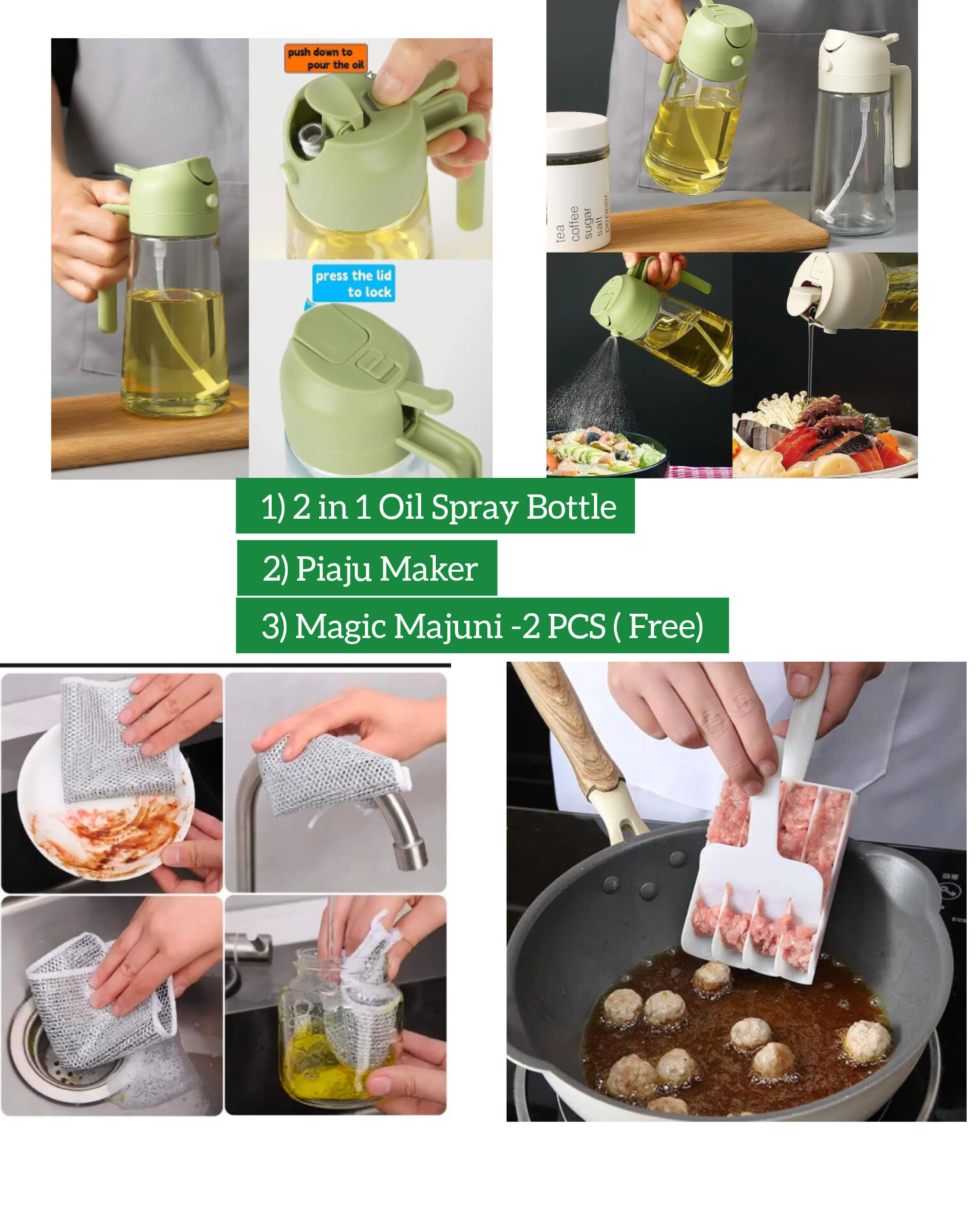 2 in 1 Oil Spray Bottle & Piaju Maker Combo