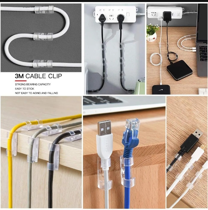 Self-Adhesive Transparent Cable Clip