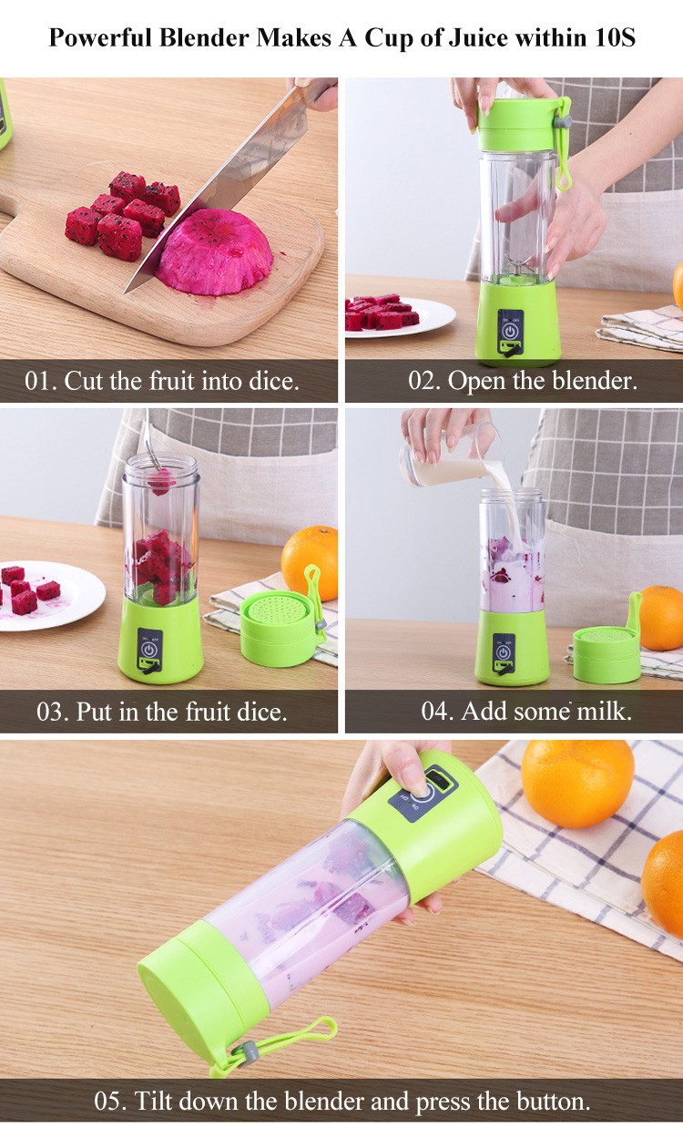 Mini USB Rechargeable Portable Electric Fruit Juicer – Smoothie Maker – Blender Machine – Juice Maker