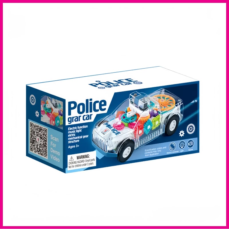 3D Lighting Gear Police Car for Kids