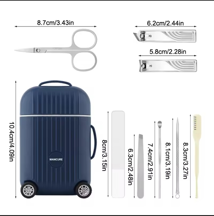 8 Pcs Mini Suitcase Manicure Pedicure set